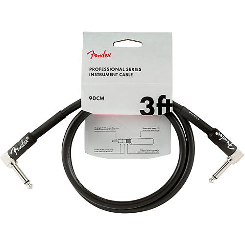 Fender Professional Series Angle to Angle Instrument Cable 1 ft. Black - musicians--Friend