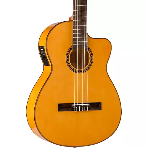 Lucero LFB250Sce Spruce/Cypress Thinline Acoustic-Electric Classical Guitar Natural - musicians--Friend