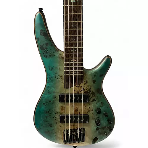 Used 2021 Ibanez SR1605E 5 String CARIBBEAN SHORELINE FLAT Electric Bass Guitar CARIBBEAN SHORELINE FLAT - musicians--Friend