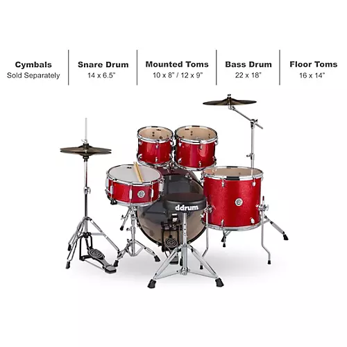 ddrum D2 5-Piece Complete Drum Kit Deep Aqua Sparkle - musicians--Friend