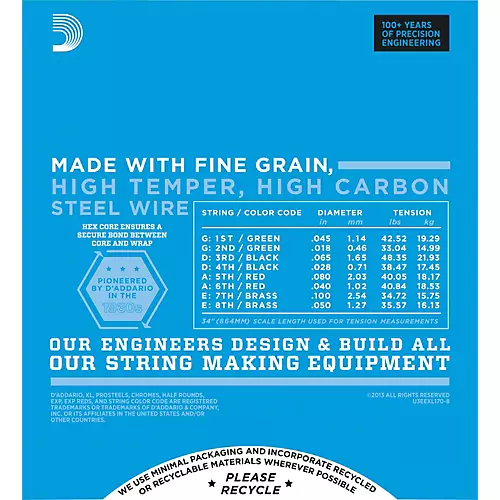 D'Addario EXL170-8 Nickel Wound Electric Bass Strings 8-String Soft/Long - musicians--Friend