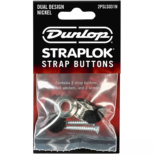 Dunlop STRAPLOK DUAL DESIGN STRAP BUTTON SET - NICKEL - 2/SET Black - musicians--Friend