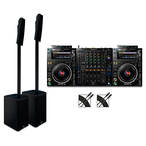 QSC KC12 Active 3-Way Column Speaker Pair With Pioneer CDJ-3000 Pair, DJM-A9 DJ Mixer & Cables - musicians--Friend