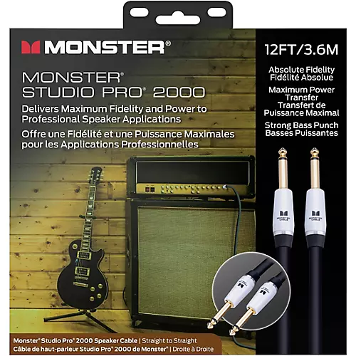 Monster Cable Prolink Studio Pro 2000 Speaker Cable - Straight to Straight 12 ft. Black - musicians--Friend
