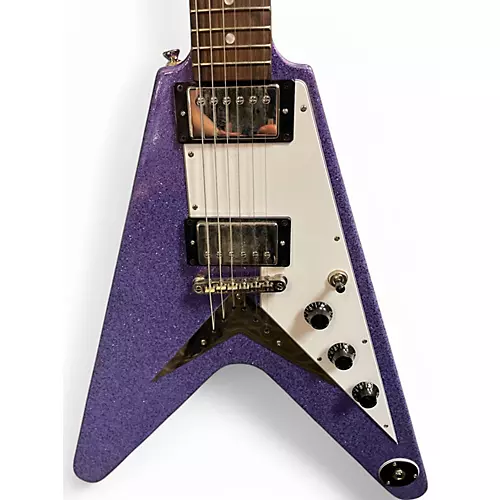 Used Epiphone 1958 Korina Flying V Purple GLITTER Solid Body Electric Guitar Purple GLITTER - musicians--Friend