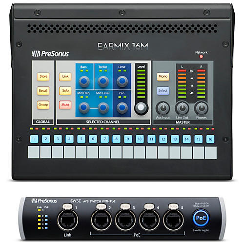 PreSonus Personal Monitoring Bundle With 4 EarMix 16M Personal Mixers and SW5E 5-Port AVB Switch - musicians--Friend