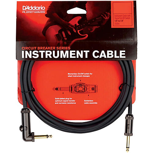D'Addario PW-AGRA Circuit Breaker Cable Right Angle-Straight 20 ft. - musicians--Friend