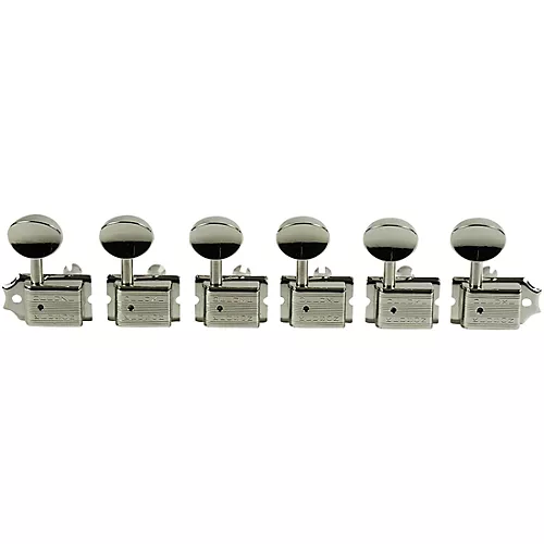 Kluson 6-In-Line Deluxe Series Oval Metal Double Line Logo Tuning Machines Nickel - musicians--Friend