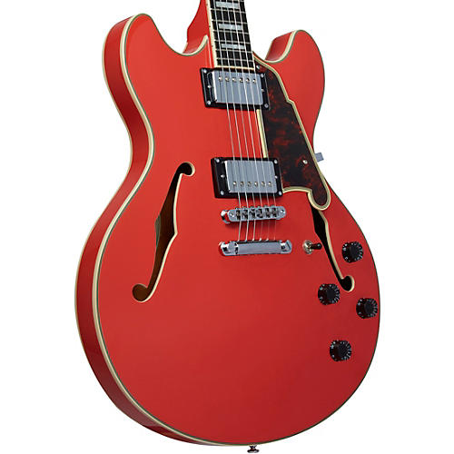 D'Angelico Premier DC Semi-Hollow Electric Guitar With Stopbar Tailpiece Black Flake - musicians--Friend