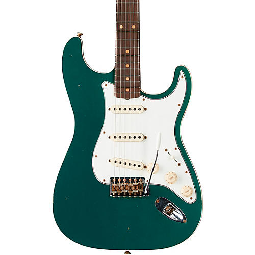 Fender Custom Shop Limited-Edition Double-Bound Stratocaster Journeyman Relic Electric Guitar Aged Sherwood Green Metallic - musicians--Friend