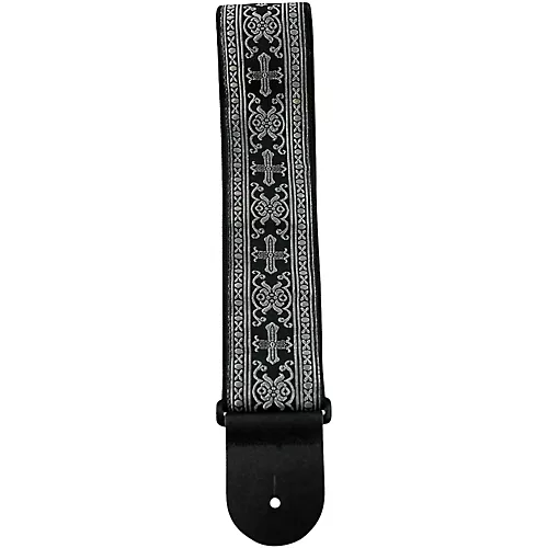 Perri's Premium Jaquard Weaved on Webbing Backing Guitar Strap Red Metallic Rose 2 in. - musicians--Friend