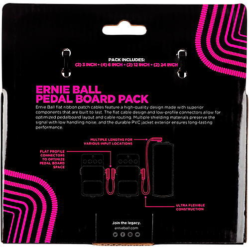 Ernie Ball Flat Ribbon Patch Cables Pedalboard Multipack Black - musicians--Friend