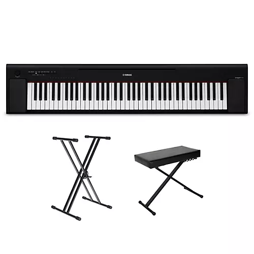Yamaha Piaggero NP-35 76-Key Portable Keyboard With Power Adapter Black Beginner Package - musicians--Friend