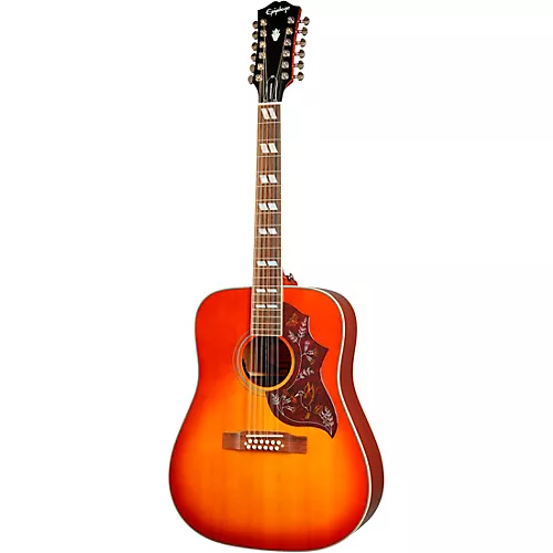 Epiphone Inspired by Gibson Hummingbird 12-String Acoustic-Electric Guitar Aged Cherry Sunburst - musicians--Friend