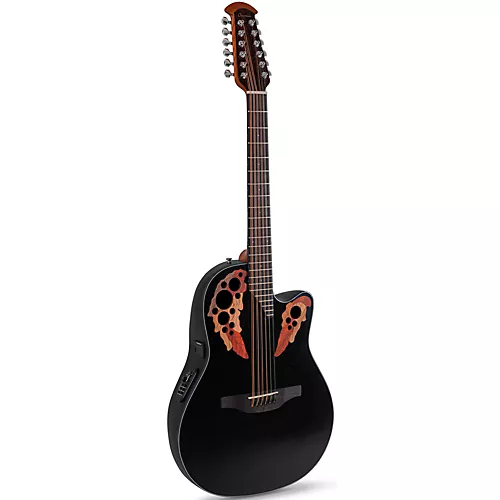 Ovation CE4412-5-G Celebrity Series Elite Mid-Depth 12-String Acoustic-Electric Guitar Black - musicians--Friend