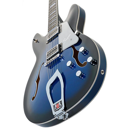 Hagstrom Super Viking Flame Maple Electric Guitar Dark Baltic Sea - musicians--Friend