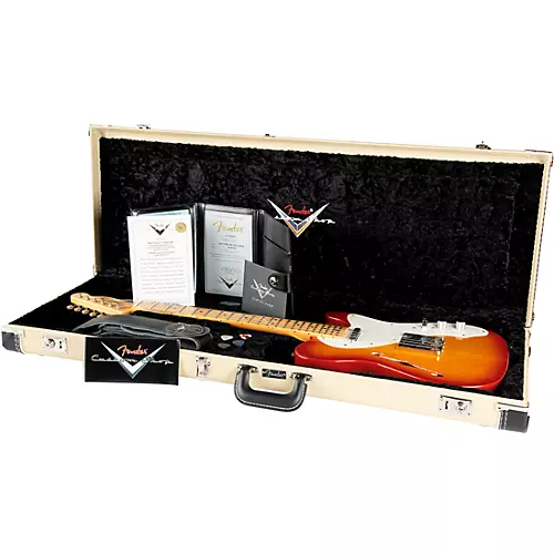 Fender Custom Shop Limited Edition 50s Telecaster Thinline Journeyman Relic Electric Guitar Aged Cherry Sunburst - musicians--Friend