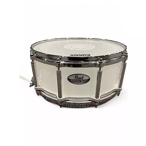 Used Pearl 6.5X14 Free Floating Snare Frosted White Drum Frosted White 15 - musicians--Friend