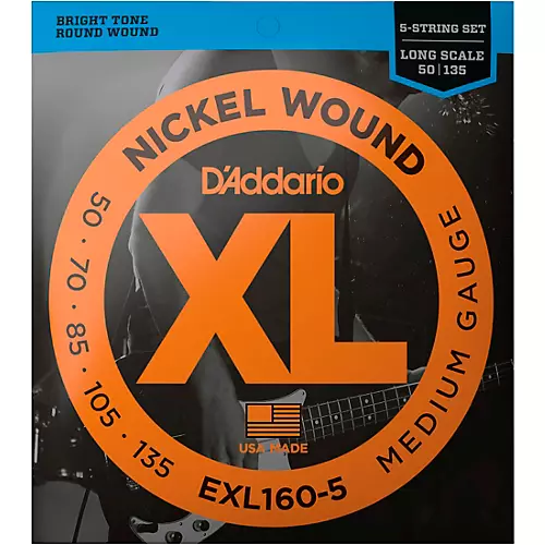 D'Addario EXL160-5 XL 5-String Bass Regular/Long String Set - musicians--Friend
