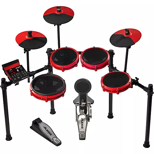 Alesis Nitro Max 8-Piece Electronic Drum Set With Bluetooth, BFD Sounds & DA2108 Drum Amp Red - musicians--Friend