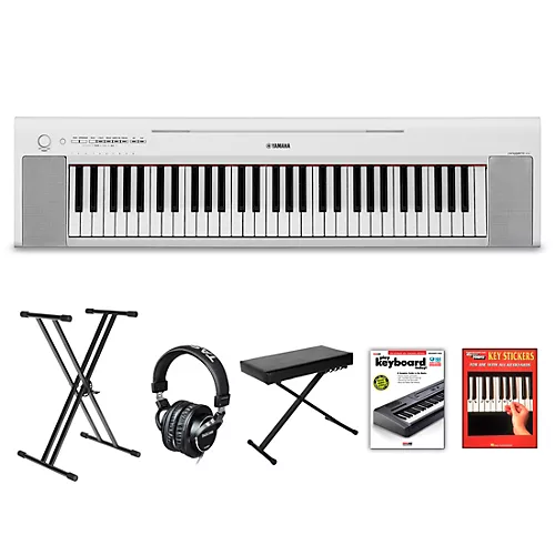 Yamaha Piaggero NP-15 61-Key Portable Keyboard With Power Adapter White Essentials Package - musicians--Friend