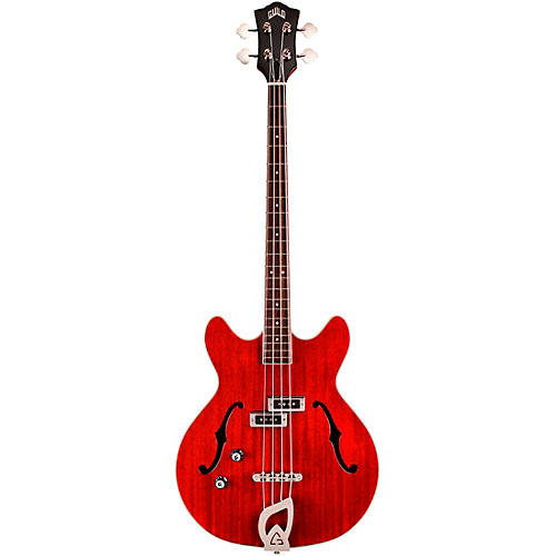 Guild Starfire I Bass Semi-Hollow Short Scale Double-Cut Left-Handed Bass Guitar Cherry Red - musicians--Friend