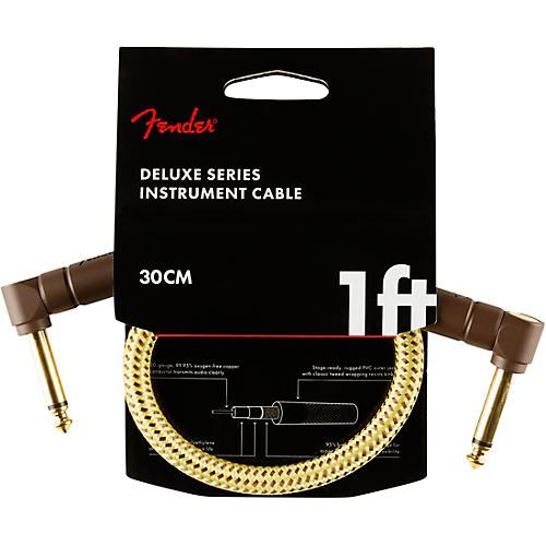 Fender Deluxe Series Angle to Angle Instrument Cable 3 ft. Black Tweed - musicians--Friend
