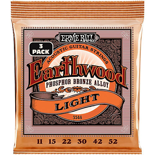 Ernie Ball Earthwood Light Phosphor Bronze Acoustic Guitar Strings 3-Pack 11 - 52 - musicians--Friend