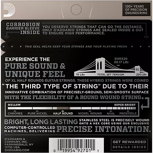 D'Addario EHR320 Half Round Super Light Electric Guitar Strings - musicians--Friend