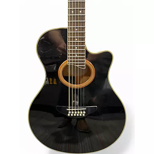Used Yamaha APX-9-12 Black 12 String Acoustic Electric Guitar Black - musicians--Friend
