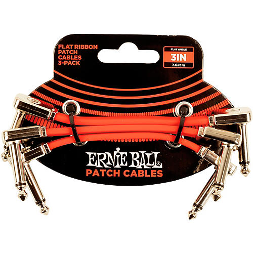 Ernie Ball Flat Ribbon 3-Pack Patch Cables 6 in. Red - musicians--Friend