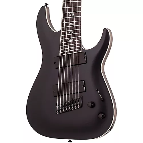 Schecter Guitar Research C-8 MS SLS Elite Evil Twin 8-String Electric Guitar Satin Black - musicians--Friend