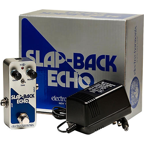 Electro-Harmonix SLAP-BACK ECHO Analog Delay Effects Pedal Silver and Blue - musicians--Friend