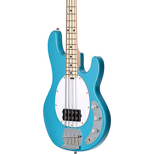 Sterling by Music Man S.U.B. StingRay RAY4 Maple Fingerboard Electric Bass Guitar Chopper Blue White Pickguard - musicians--Friend