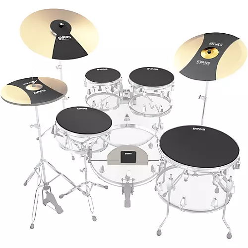 Evans SoundOff Drum Mutes Box Set, Rock 10,12,14,16,22 in.,hi-hat,and cymbal (2) Black - musicians--Friend