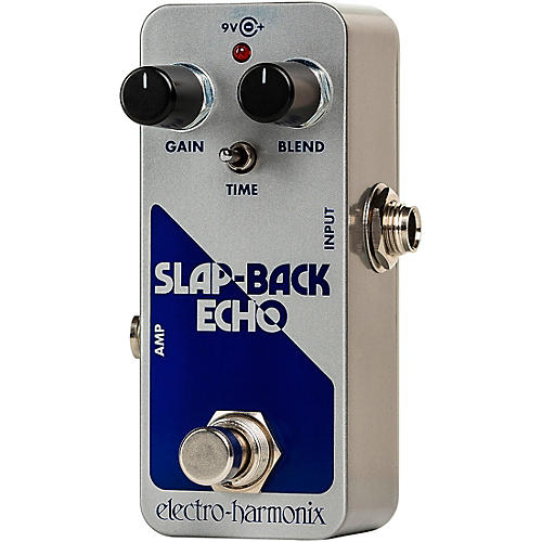 Electro-Harmonix SLAP-BACK ECHO Analog Delay Effects Pedal Silver and Blue - musicians--Friend
