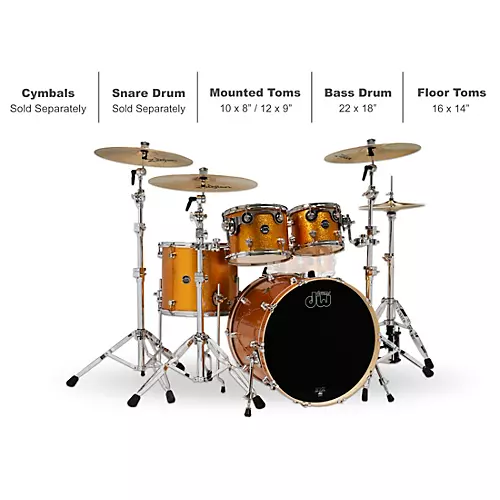 DW 4-Piece Performance Series Shell Pack Hard Satin Charcoal Metallic - musicians--Friend