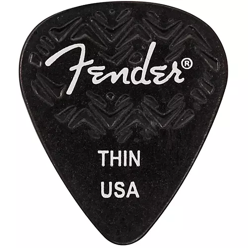 Fender 351 Shape Wavelength Celluloid Guitar Picks (6-Pack), Black Extra Heavy - musicians--Friend
