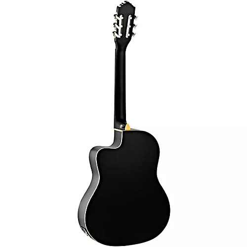 Ortega RCE125SN Family Series Thinline Acoustic-Electric Classical Guitar Satin Black - musicians--Friend