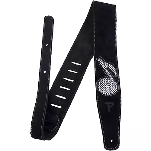 Perri's Leather Guitar Strap Silver Music Note 2.5 in. - musicians--Friend