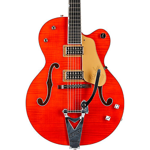 Gretsch Guitars G6120TFM-BSNV Brian Setzer Signature Nashville With Bigsby and Flame Maple Orange Stain - musicians--Friend