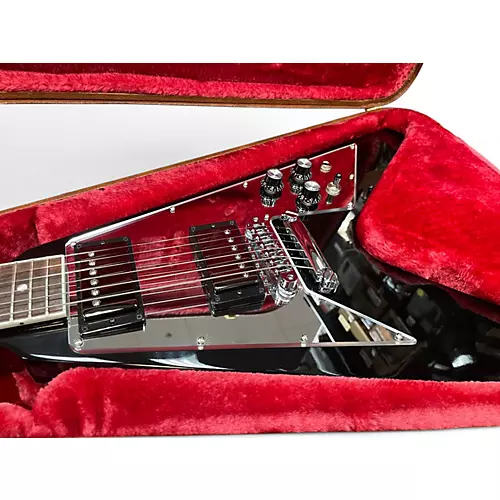 Used 2023 Gibson Flying V Black Solid Body Electric Guitar Black - musicians--Friend