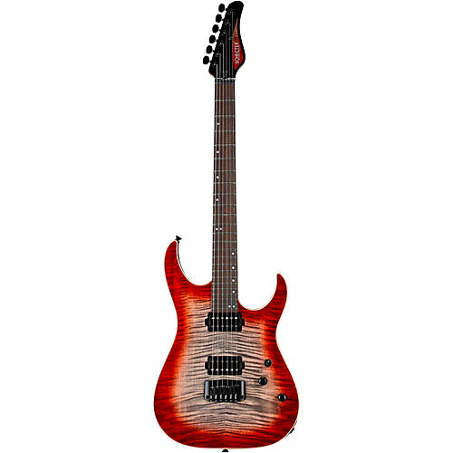Schecter Guitar Research Custom Shop Sunset 24-6 Hipshot Electric Guitar Red Stain Black Burst - musicians--Friend