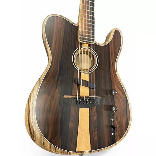 Used Fender American Acoustasonic Telecaster Ziricote Natural Acoustic Electric Guitar Natural - musicians--Friend