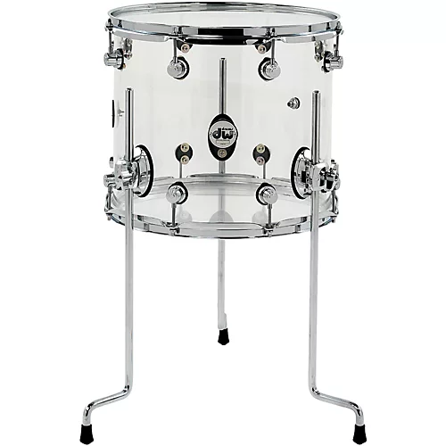 DW Design Series Acrylic Floor Tom With Chrome Hardware 14 x 12 in. Clear - musicians--Friend