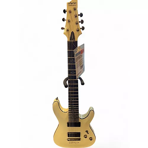 Used Schecter Guitar Research Demon 7 String White Solid Body Electric Guitar White - musicians--Friend