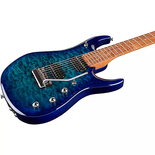 Ernie Ball Music Man JP15 Roasted Quilt Maple Top 7-String Electric Guitar Cerulean Paradise - musicians--Friend