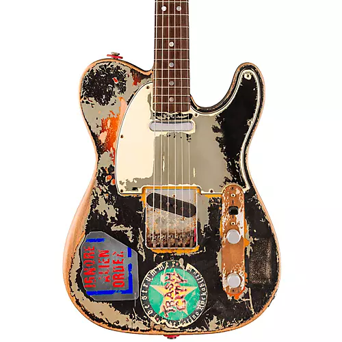 Fender Custom Shop Joe Strummer Telecaster Limited-Edition Electric Guitar Masterbuilt By Paul Waller Aged Black over 3-Color Sunburst - musicians--Friend