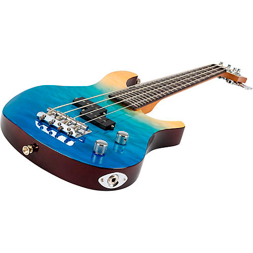 Flight Mini Bass TBL Electric Bass Guitar Transparent Blue - musicians--Friend