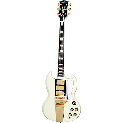 Epiphone Inspired by Gibson Custom 1963 Les Paul SG Custom With Maestro Vibrola Electric Guitar Classic White - musicians--Friend